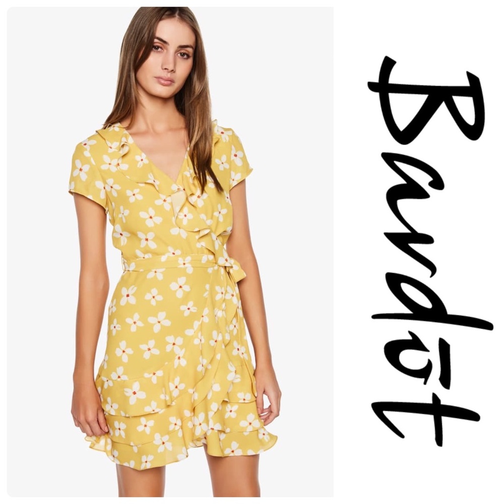 Bardot Abstract Daisy Faux Wrap Dress